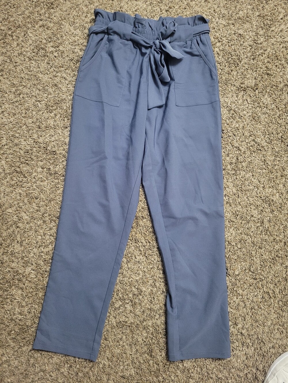 Blue Paperbag Style Womens Pants